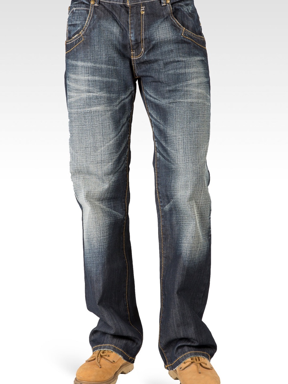 Relaxed Fit Faded Dark Blue Men's Jeans
